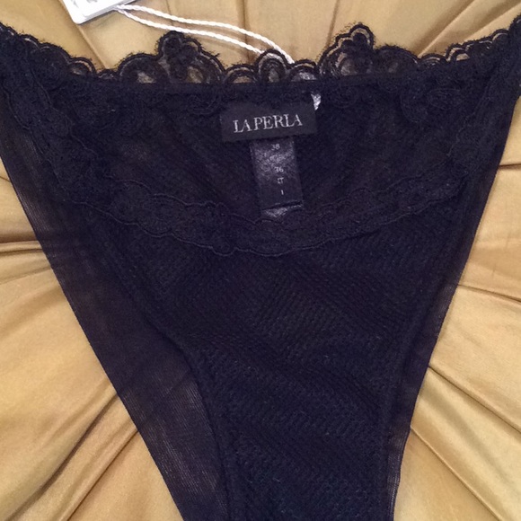 La Perla Paisley Embroidered brazilian g-string black panties Sz.S - Picture 4 of 8